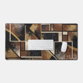 Tapis de bureau à fleurs géométriques dorées (Clavier et souris)