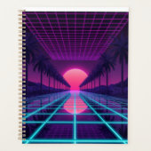 Tapis de bureau à grille Neon Synthwave - Mo de je (Devant)