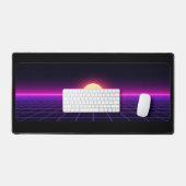 Tapis de bureau à grille Sunset Retro Synthwave (Clavier et souris)
