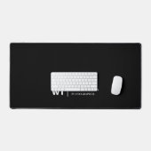 Tapis de bureau à monogramme noir et blanc moderne (Clavier et souris)