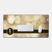 Tapis de bureau à monogramme noir et or chic (Clavier et souris)