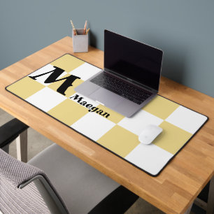 Tapis de bureau à motif à carreaux orange