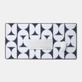 Tapis de bureau à motif arqué Navy & Blanc Retro | (Clavier et souris)