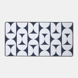 Tapis de bureau à motif arqué Navy & Blanc Retro