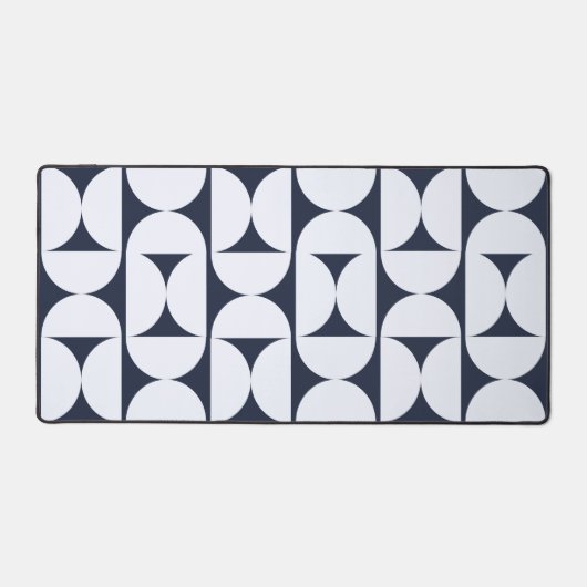 Tapis de bureau à motif arqué Navy & Blanc Retro | (Recto)