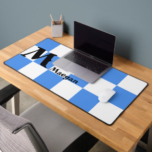 Tapis de bureau à motif carreaux bleus