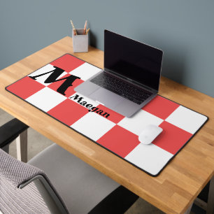 Tapis de bureau à motif carreaux rouges