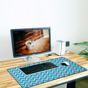 Tapis de bureau à motif chevron bleu