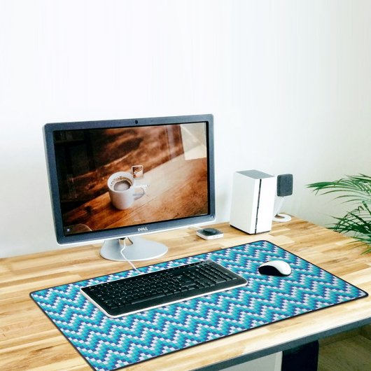 Tapis de bureau à motif chevron bleu