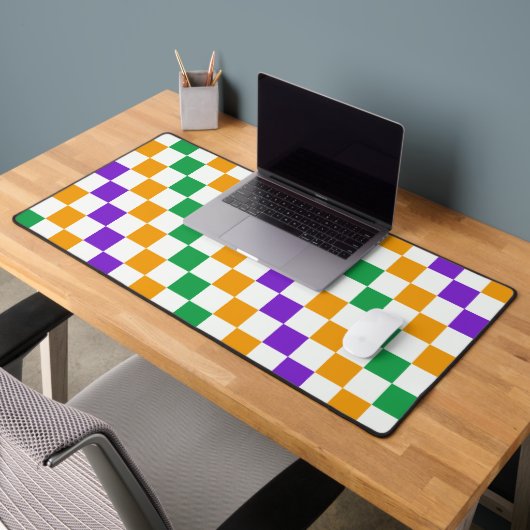 Tapis de bureau à motif damier vert acide et noir (Bureau 2)
