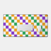Tapis de bureau à motif damier vert acide et noir (Clavier et souris)