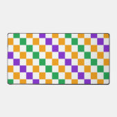 Tapis de bureau à motif damier vert acide et noir (Recto)