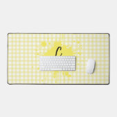 Tapis de bureau à motif gingham jaune pastel migno (Clavier et souris)