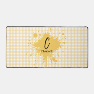 Tapis de bureau à motif gingham orange pastel mign
