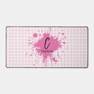 Tapis de bureau à motif gingham rose pastel mignon