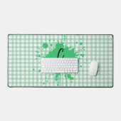 Tapis de bureau à motif gingham vert pastel mignon (Clavier et souris)