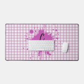 Tapis de bureau à motif gingham violet pastel mign (Clavier et souris)