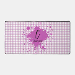 Tapis de bureau à motif gingham violet pastel mign