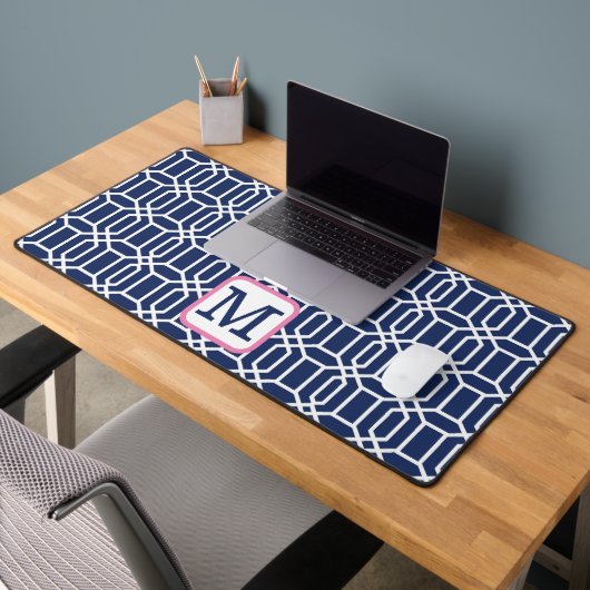 Tapis de bureau à motif octogonal Navy Preppy et m (Bureau 2)