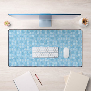 Tapis de bureau à pétales de fleurs bleues mignon