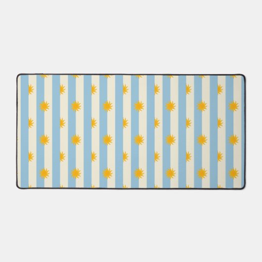 Tapis de bureau à rayures crème bleues et soleil d (Recto)