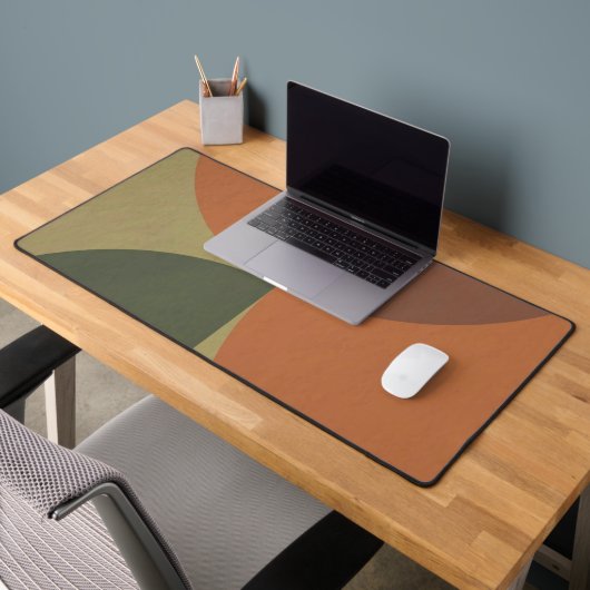 Tapis de bureau abstrait vert terracotta Bauhaus (Bureau 2)