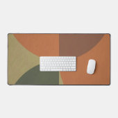 Tapis de bureau abstrait vert terracotta Bauhaus (Clavier et souris)