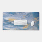 Tapis de bureau Art Abstrait Nuages Bleu Or (Clavier et souris)