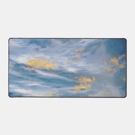 Tapis de bureau Art Abstrait Nuages Bleu Or (Recto)