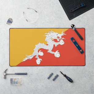 Tapis de bureau avec le drapeau du Bhoutan