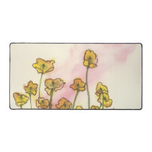 Tapis de bureau avec poppies jaunes