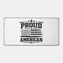 Tapis de bureau blanc drapeau américain fier USA