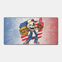Tapis de bureau Burger et Baseball de squelette am