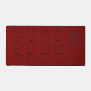 Tapis de bureau calendrier 2026 - Lune céleste et