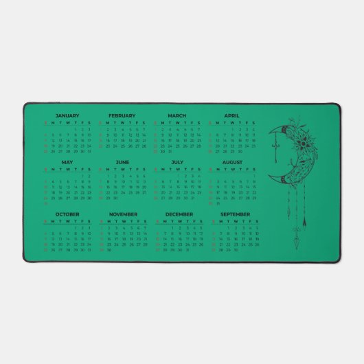Tapis de bureau calendrier 2026 - Lune céleste et (Recto)