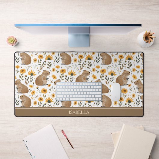 Tapis de bureau capybara floral (Bureau 1)