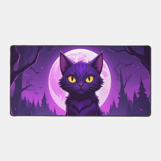 Tapis de bureau Chat Lune Mystique (Recto)