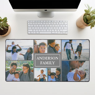 Tapis de bureau Collage Photo Nom de Famille 8 Gri