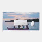 Tapis de bureau Coucher de soleil avec bateau (Clavier et souris)