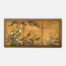 Tapis de bureau d'art japonais vintage pour oiseau