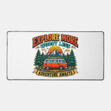 Tapis de bureau de camping aventure rétro