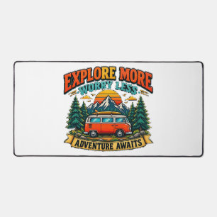 Tapis de bureau de camping aventure rétro