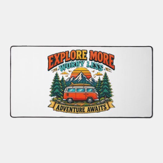 Tapis de bureau de camping aventure rétro (Recto)