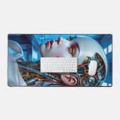 Tapis de bureau de jeu IA Cybernétique Bleu Foncé (Clavier et souris)