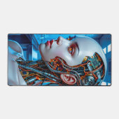 Tapis de bureau de jeu IA Cybernétique Bleu Foncé (Recto)