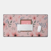 Tapis de bureau de monogramme de saumon rose et él (Clavier et souris)