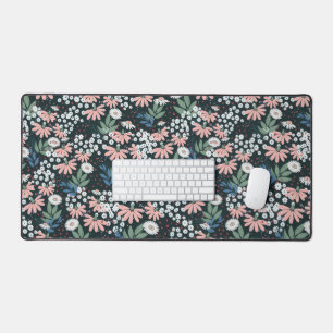 Tapis de bureau d'esthétique botanique fleurie fle