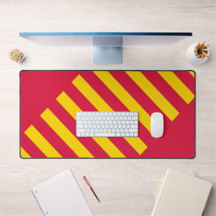 Tapis de bureau diagonal rouge cramoisi et or – Pe
