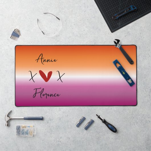 Tapis de bureau Drapeau Lesbien Coucher de Soleil (Poste de travail)