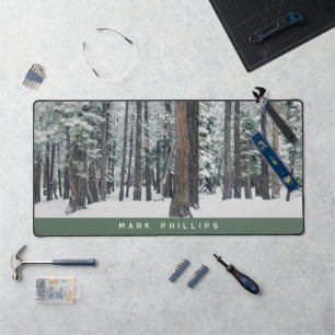 Tapis de bureau élégant avec forêt hivernale ennei